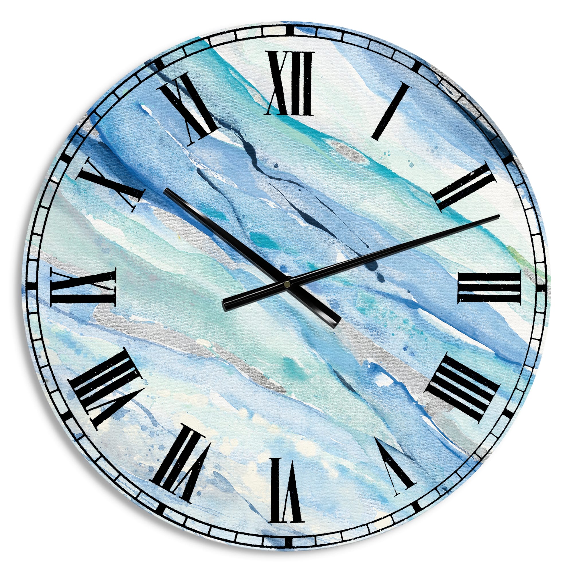 Designart Blue Silver Spring I Wall Clock